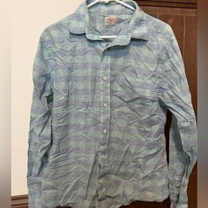 Faherty Brand Plaid Button Down Shirt Mens Large Cotton Linen Blue Green